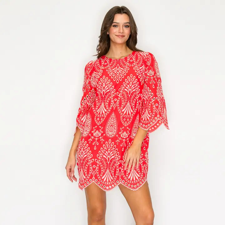 Valencia Embroidered Mini Dress