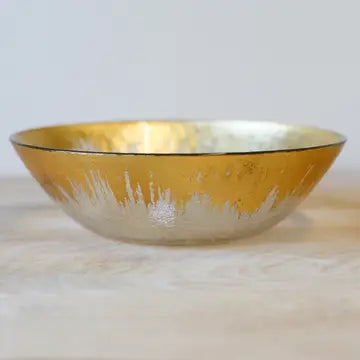 The Royal Standard - Naples Glass Serving Bowl - Clear/Gold