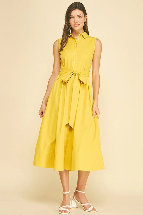 Yellow Sleeveless Midi Dress