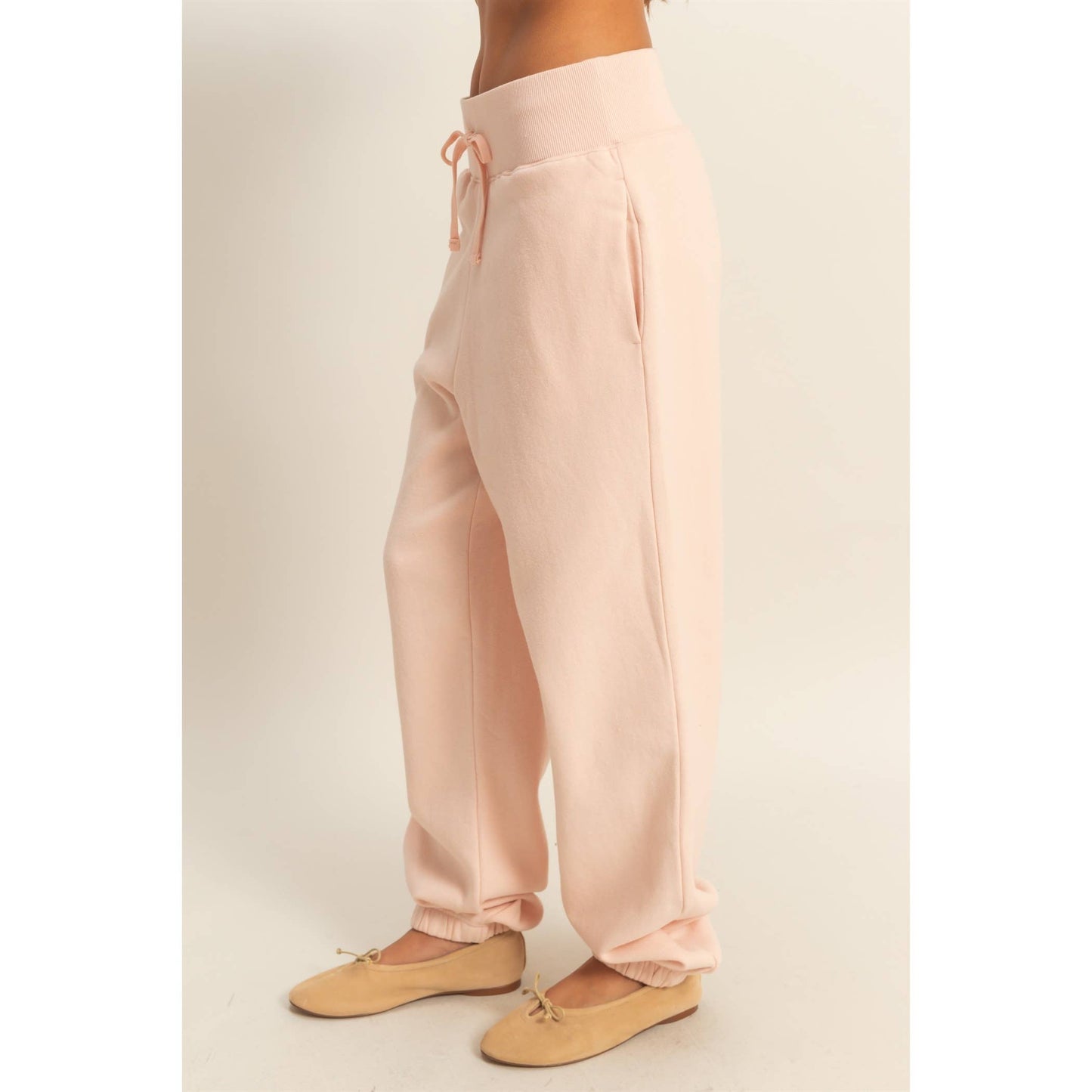 High-Waist Jogger Pants: DUSTY PINK