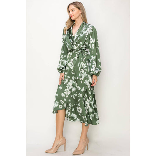 OL24A127-SATIN FLORAL LONG SLEEVE MAXI DRESS