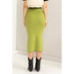 High Waist Ribbed Midi Skirt: PALE OLIVE / S-M-L(2-2-2)