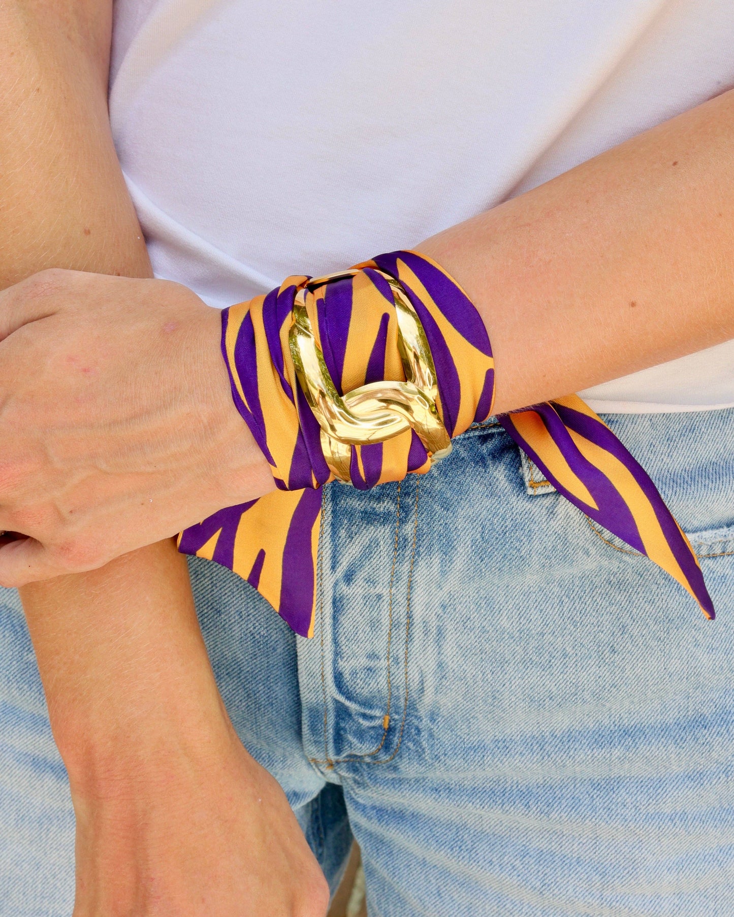 Serafina Scarf Bracelet Purple Gold: Default