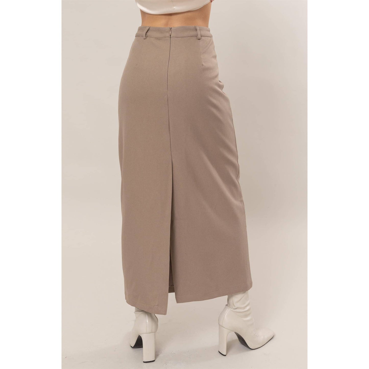 Pencil Midi Skirt: MOCHA