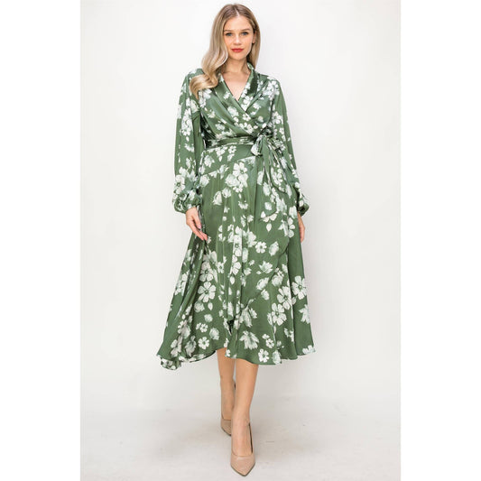 OL24A127-SATIN FLORAL LONG SLEEVE MAXI DRESS