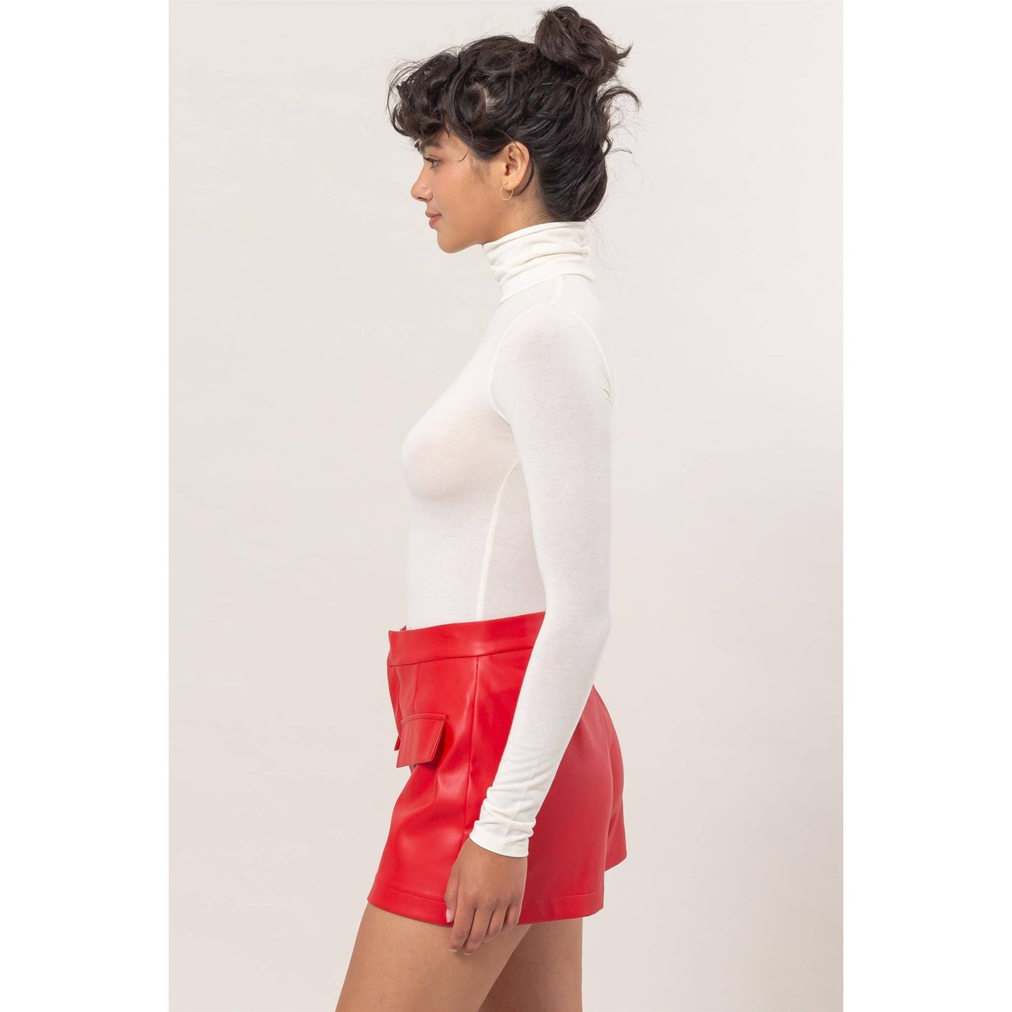 Long Sleeve Turtleneck Top: CREAM / S-M-L(2-2-2)