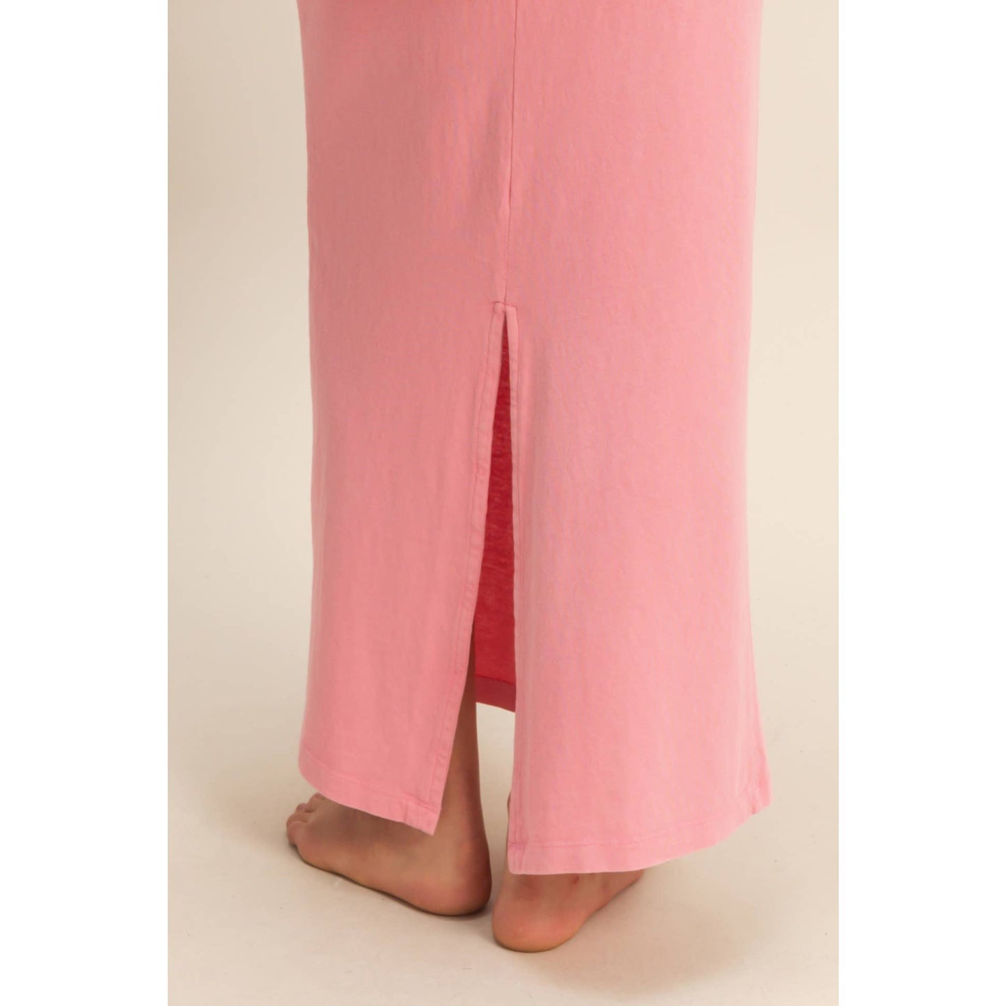 Mid-Rise Mineral Washed Casual Maxi Skirt: DARK TAUPE / S-M-L(2-2-2)