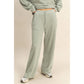High-Waist Drawstring Pintuck Pants: DARK TAUPE / S-M-L(2-2-2)