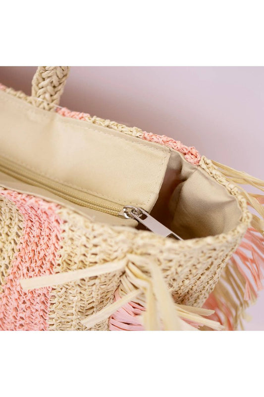 Excursion Tote   Natural/Pink   19x15x2