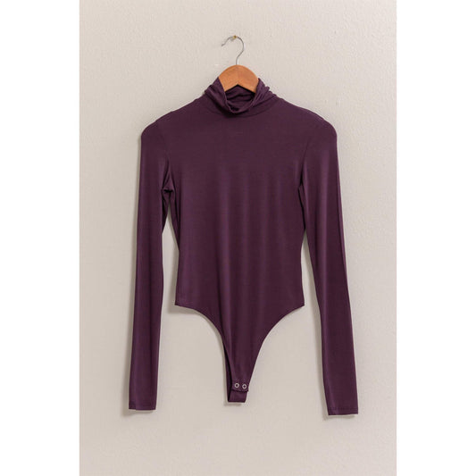 Long Sleeve Turtleneck Bodysuit: GRAY BLUE / S-M-L(1-1-1)