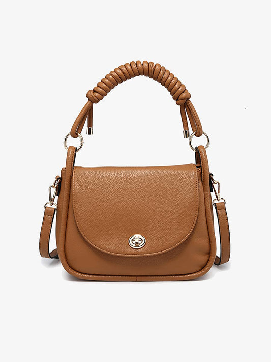 Effie Messenger Satchel Bag Mocha With Knotted Handle