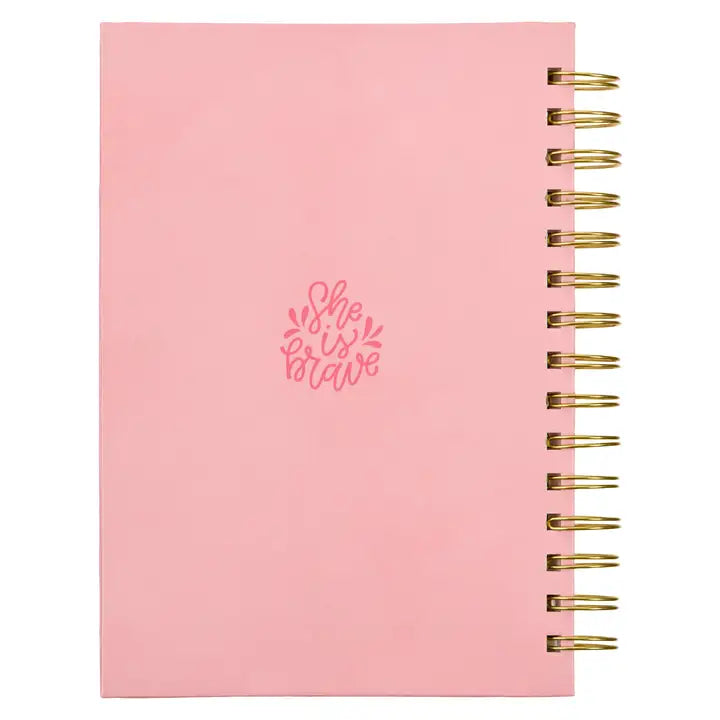 Christian Art Gifts- Journal Wirebound Pink She Is Brave