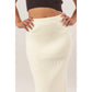 Ribbed Knit Midi Skirt: CREAM / S-M-L(2-2-2)