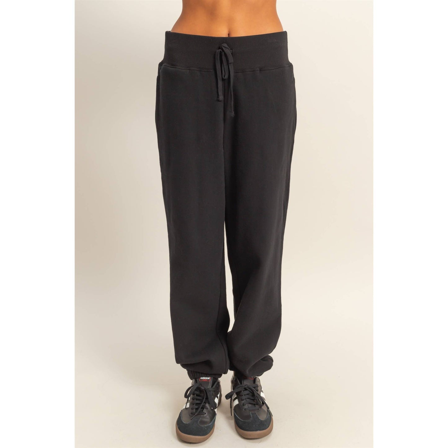 High-Waist Jogger Pants: DUSTY PINK