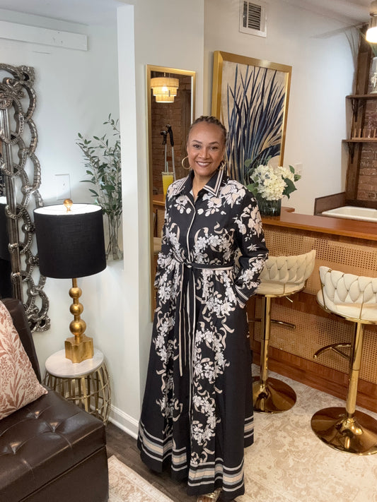 Button-Down Shirt Dress--Black