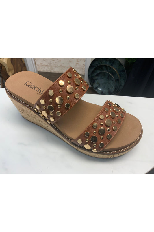 Corky’s bourbon wedge heel