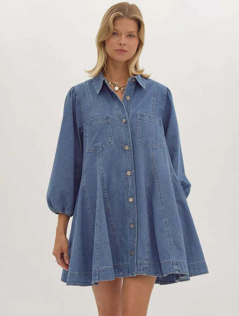 "Jenna" Denim Swing Dress Plus Size