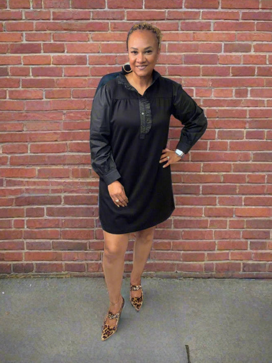 Marian Black Ruffle Dress