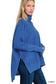 Brushed Melange Cowl Neck Poncho Sweater