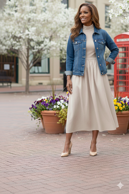 Katrina Sleeveless Mock Neck Midi Dress