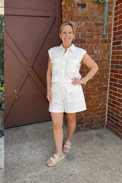 White Sleeveless/ Short Set