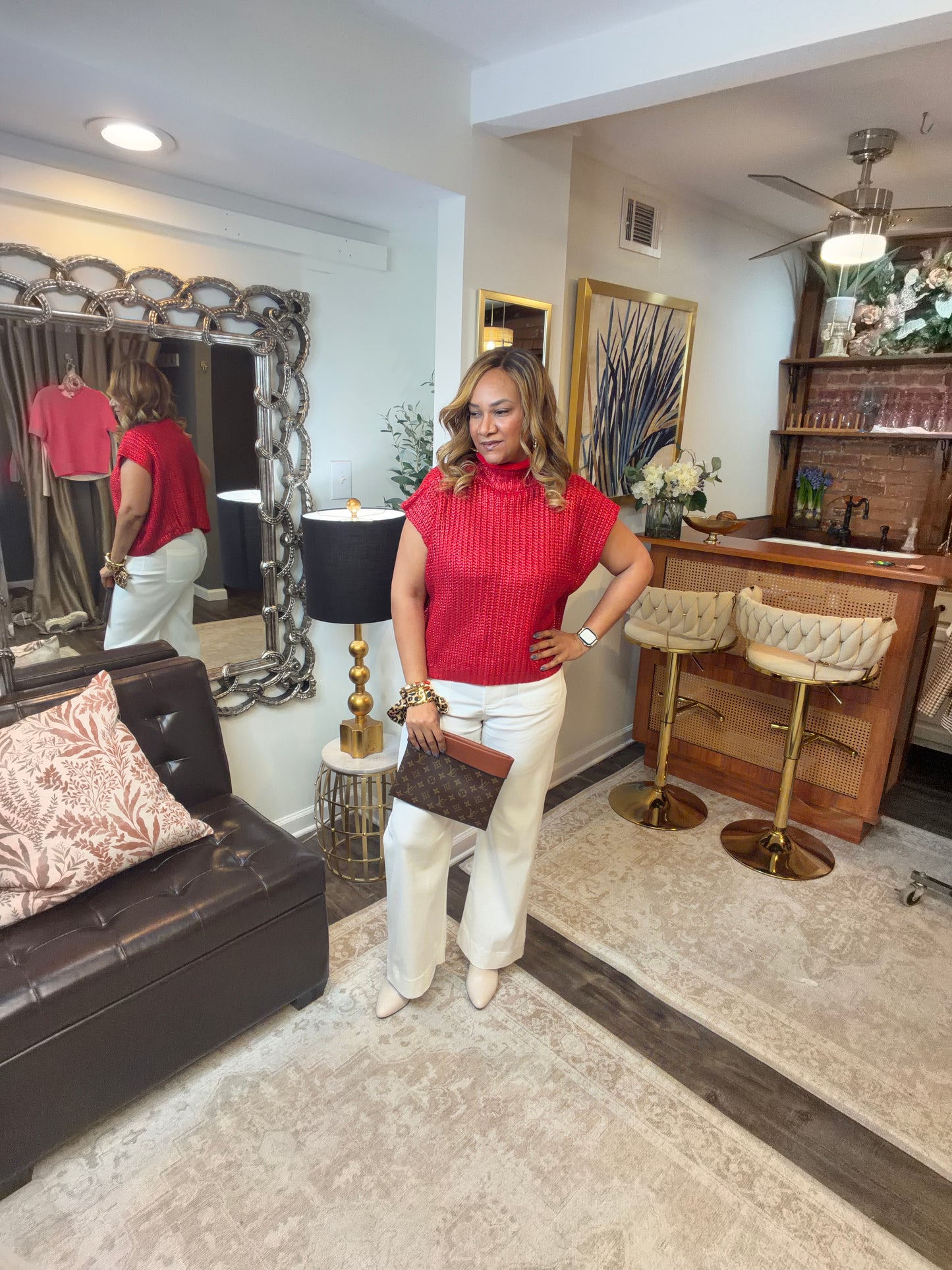 Red Shimmer Sweater - Restock