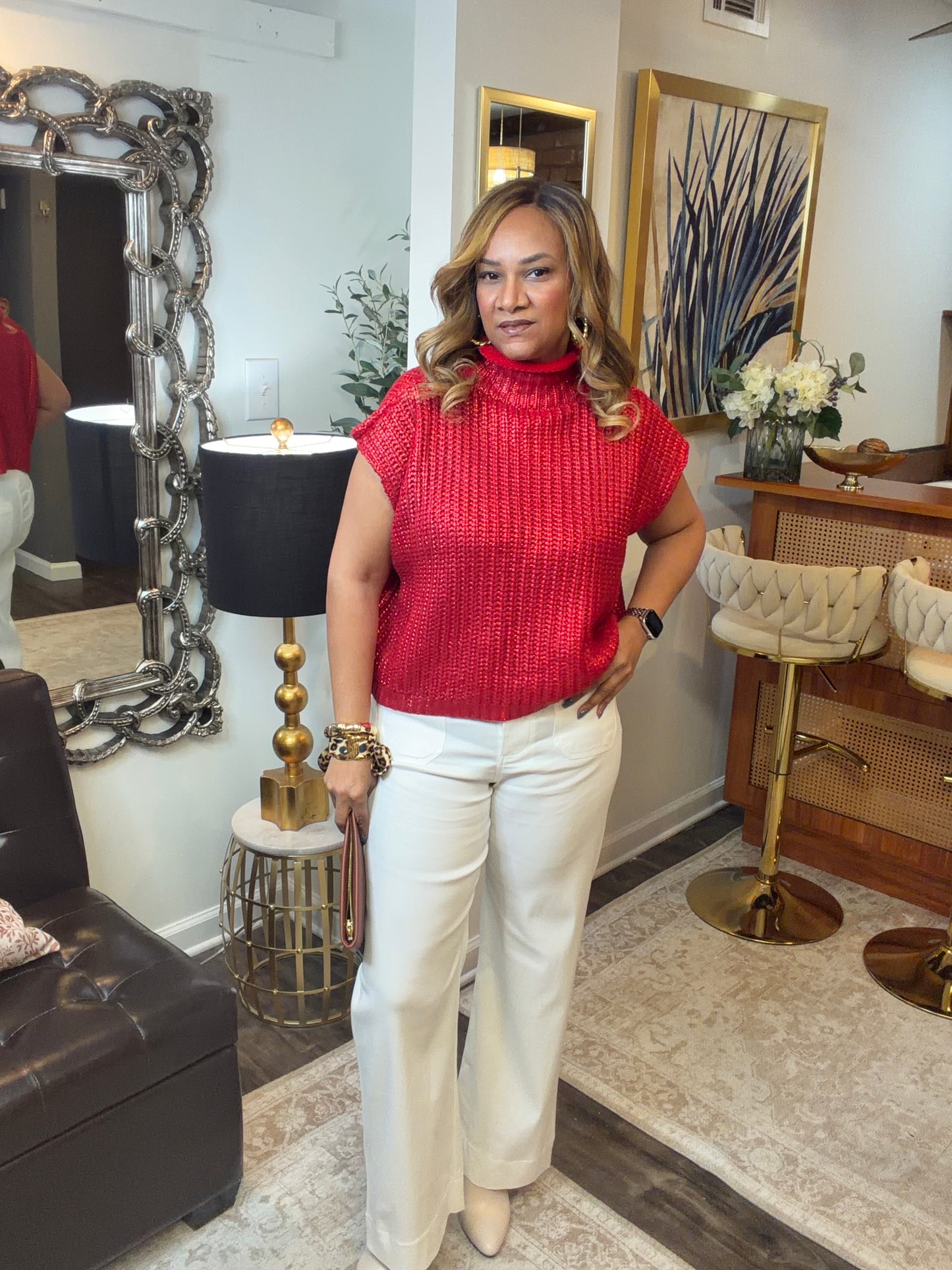 Red Shimmer Sweater - Restock