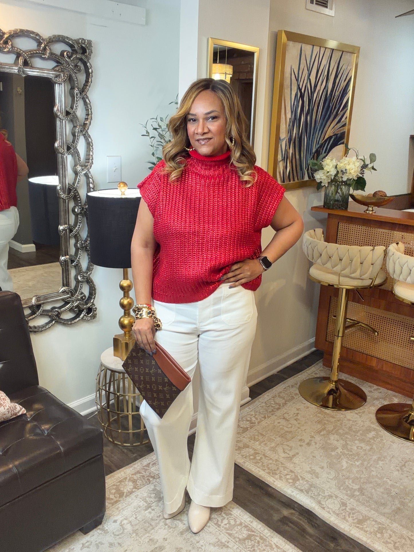 Red Shimmer Sweater - Restock