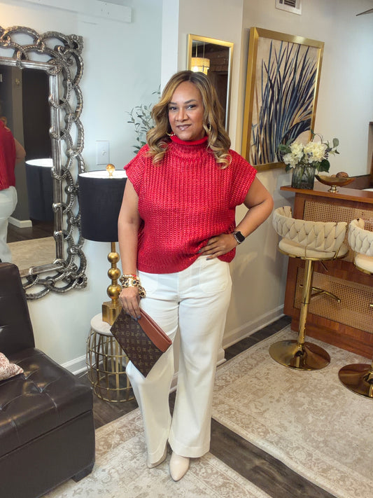 Red Shimmer Sweater - Restock