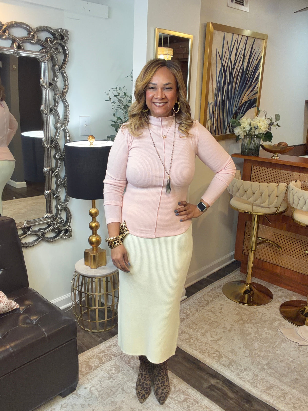 Turtleneck Sweater Top: DUSTY PINK