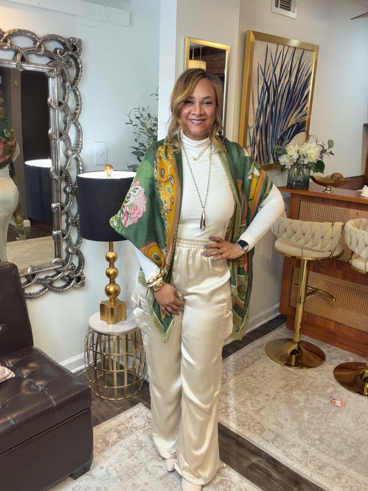 Satin Cargo Pants: ALPACA