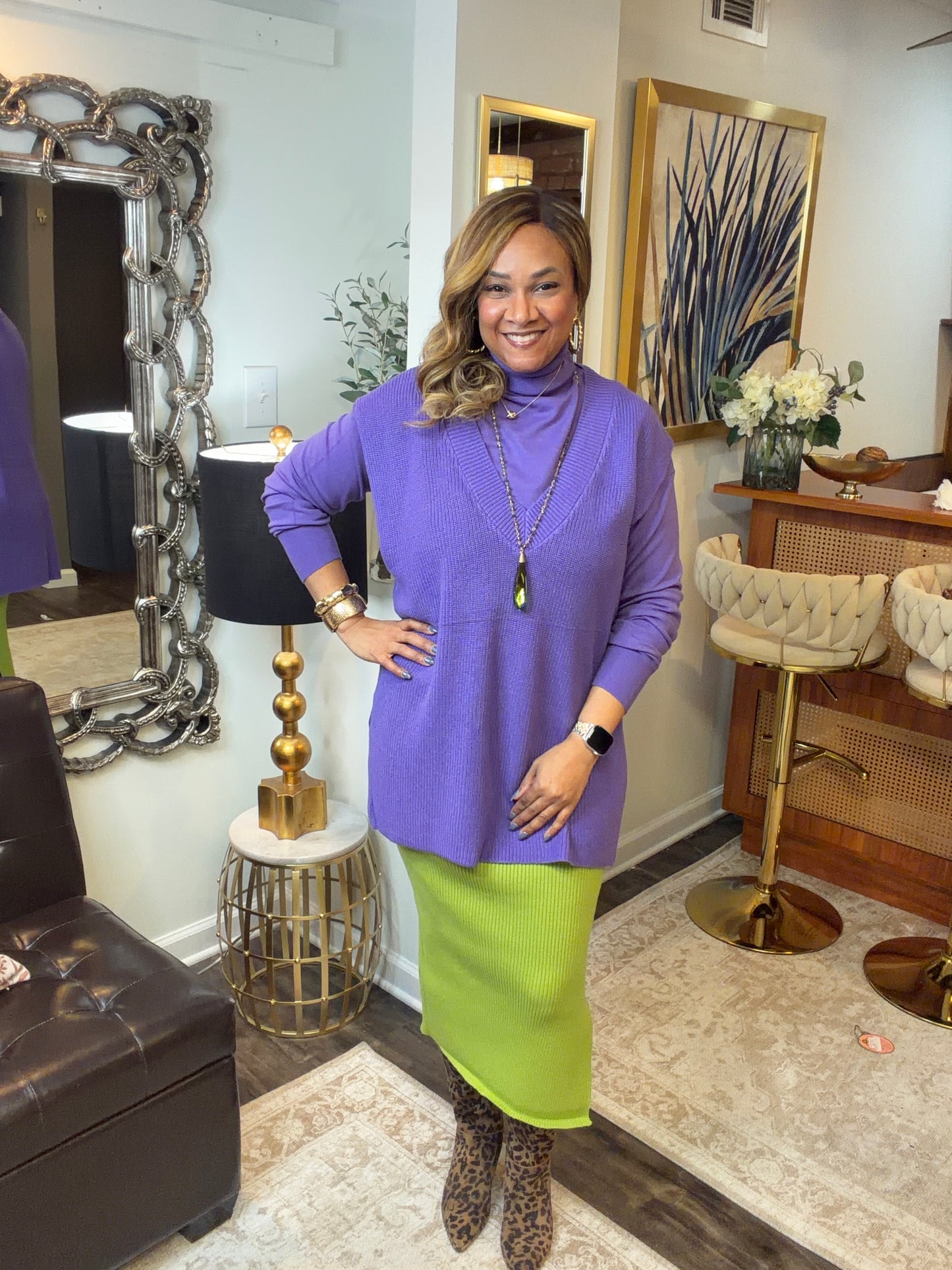 Long Sleeve Turtleneck Sweater: WISTERIA