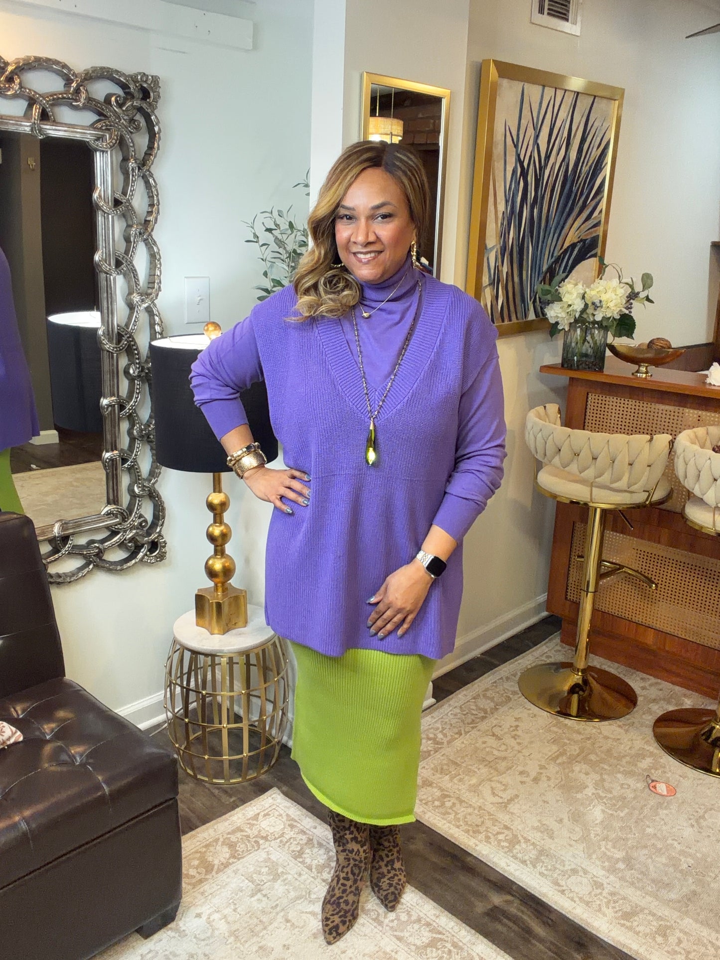 Long Sleeve Turtleneck Sweater: WISTERIA