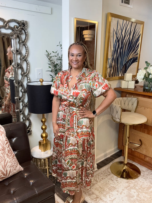 Emmie Abstract Midi Dress