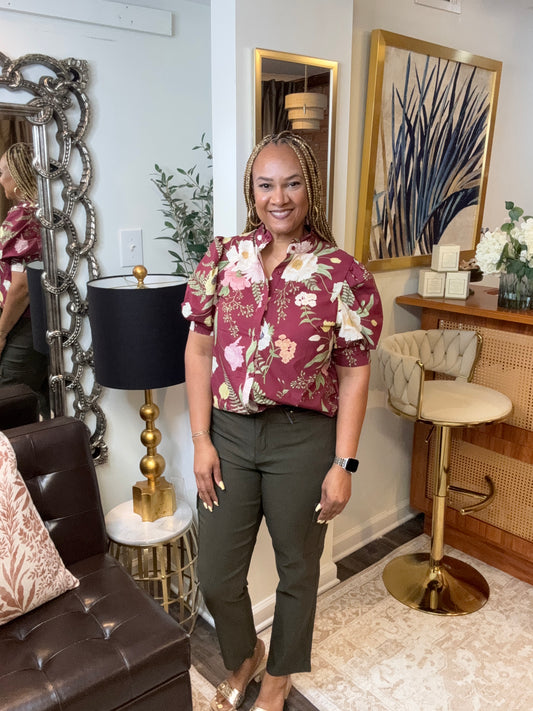 Dark Green Cargo Hyperstretch High Rise Pants