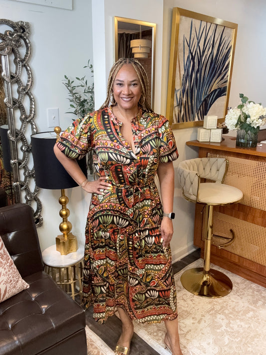 Emmie Abstract Midi Dress