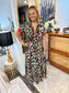 Maxi Leopard Dress with Red Details