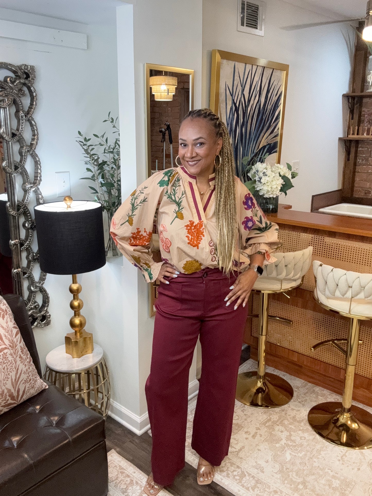 Fran Floral Print V Neck Top