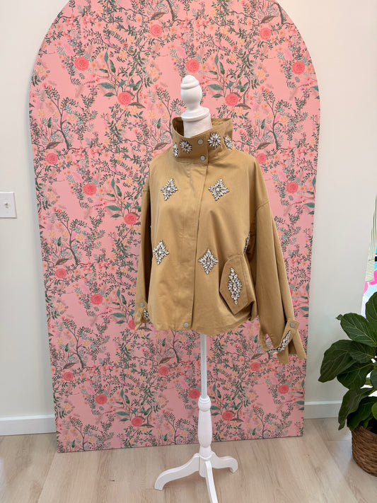 Dorothy Embellished Khaki Blouse