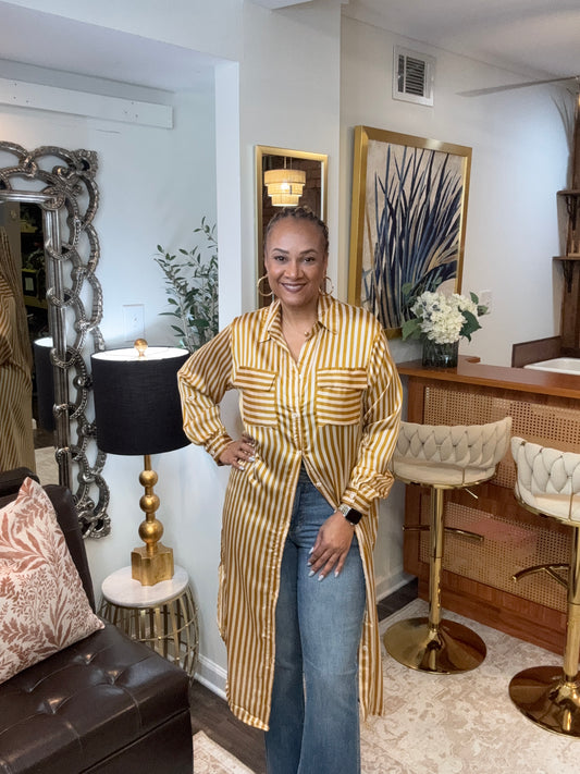 Striped Satin Midi Dress