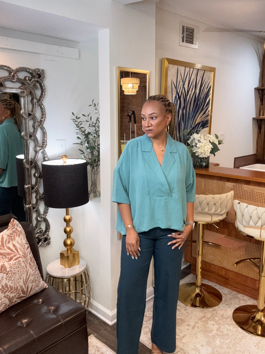 Tina V-neck Collared Top