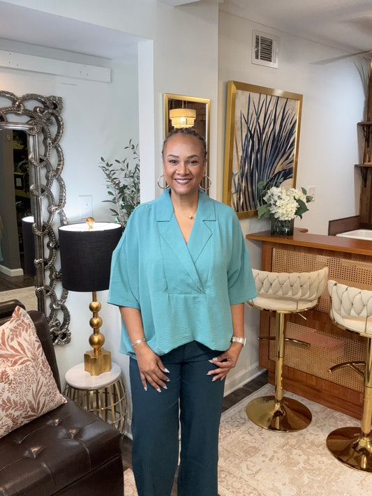 Tina V-neck Collared Top