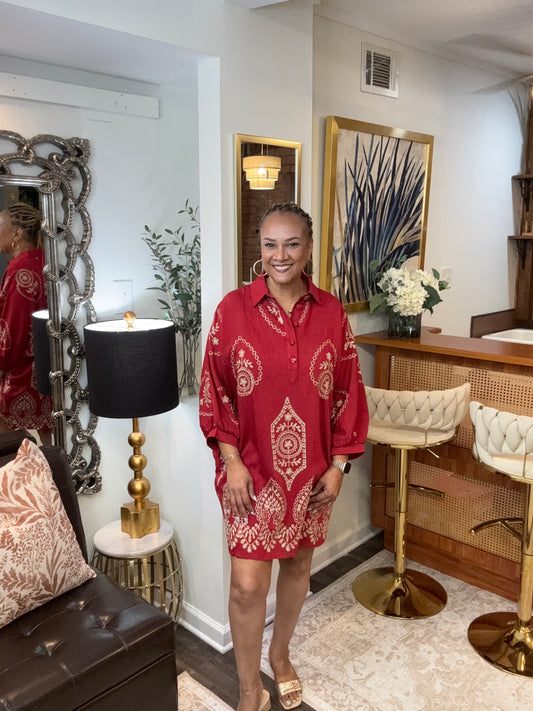 Cheri Dolman Sleeve Crimson Dress