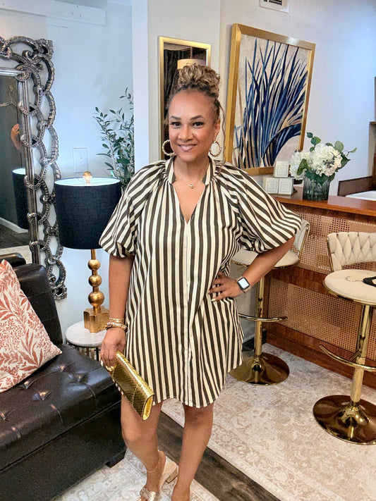 Raegan Brown and Cream Striped Dress
