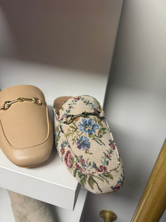 Charmer Floral Slip on Mule Shoe