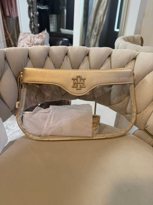 Madi Clear Crossbody--Gold