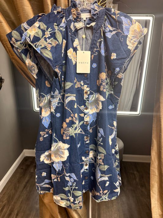 Eliana Denim Floral Dress