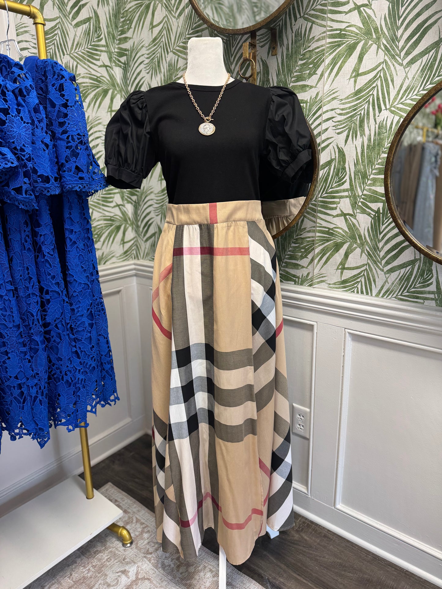 Classic Checkered Tie-Waist Dress