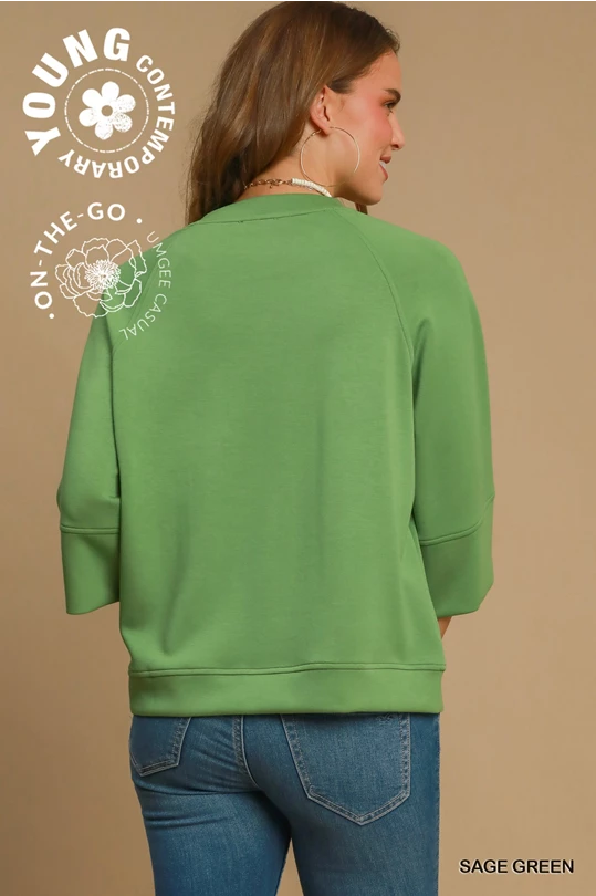 3/4 Sleeve Raglan Top