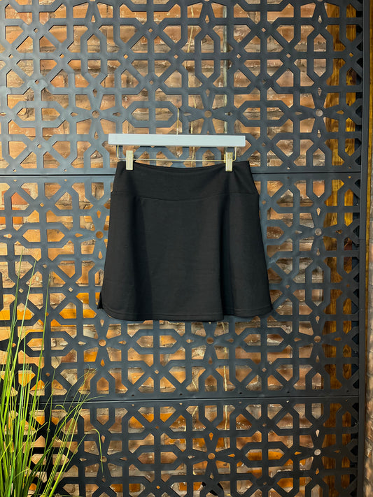 Luxe Knit Black Mid-Rise Skort